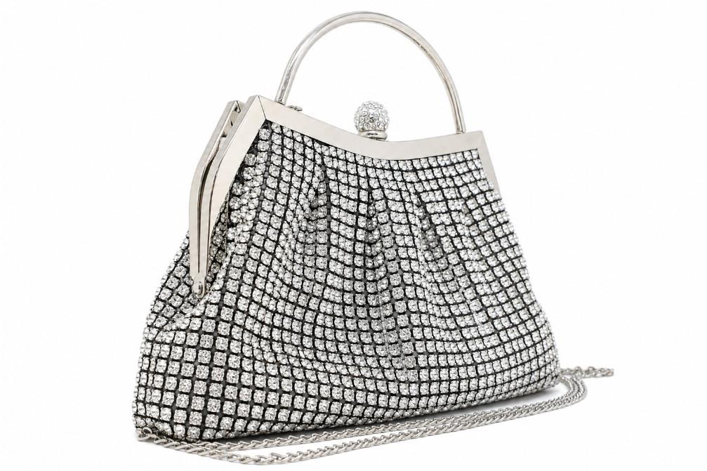 Bolso de Fiesta Plata Mujer Menbur AMB1809 con Pedrería