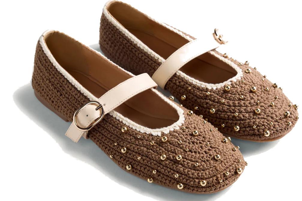 Bailarinas de crochet Gioseppo Manyoni 78190 marrón con cuentas – cómodas y estilo artesanal