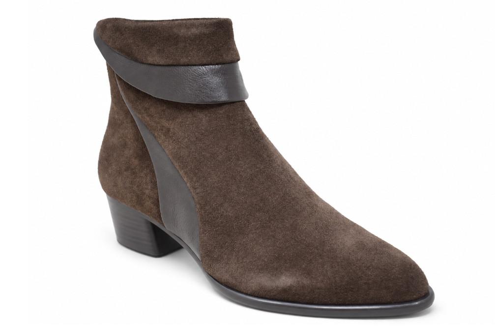 Botines de piel y ante marrón oscuro Regarde le Ciel Lori-03 para mujer
