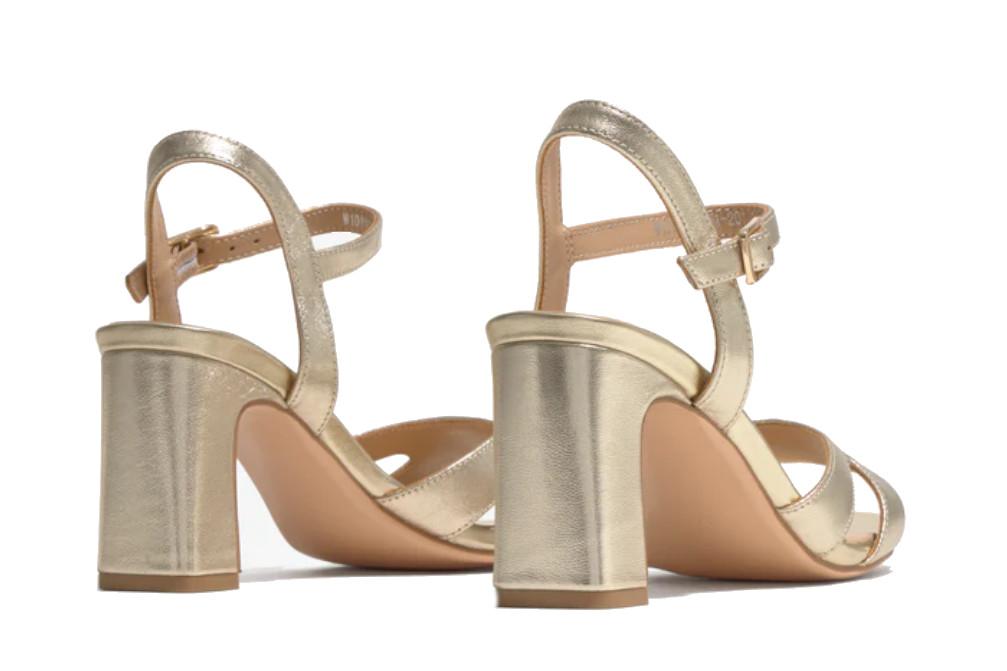 Sandalias de tacón Regarde Le Ciel CHELLY-02 en platino para mujer con hebilla ajustable