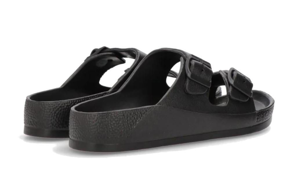 Sandalias planas Bio de Goma ETIKA NISIROS 10076 negro para Mujer con Hebilla - Chanclas de piscina