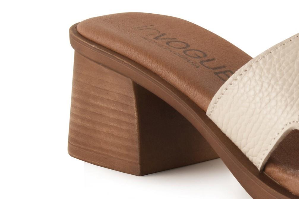 Sandalias con tacón InVogue S1047 en crema para mujer