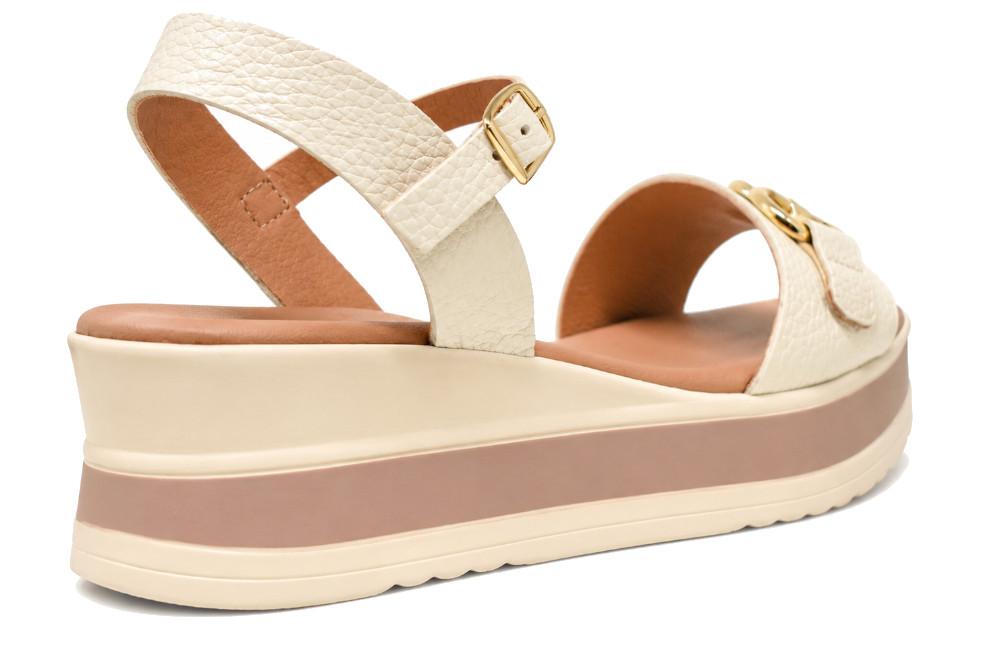 Sandalias de Cuña Mujer Oh! My Sandals 5971 Doya Beige – Plataforma Cómoda con Hebilla Ajustable y Adorno Metálico