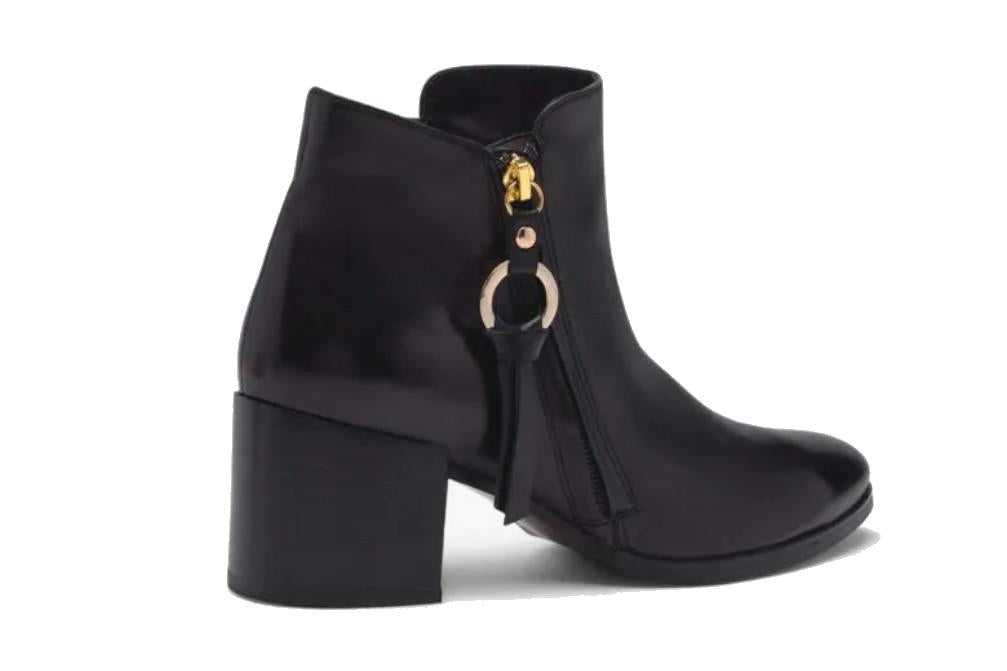 Botines de piel negros con tacón de bloque Regarde le Ciel Taylor-01 para mujer
