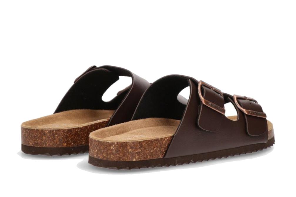 Sandalia Bio ETIKA 41012 Marrón para Hombre | Sandalias Planas con Hebillas y Plantilla Confort