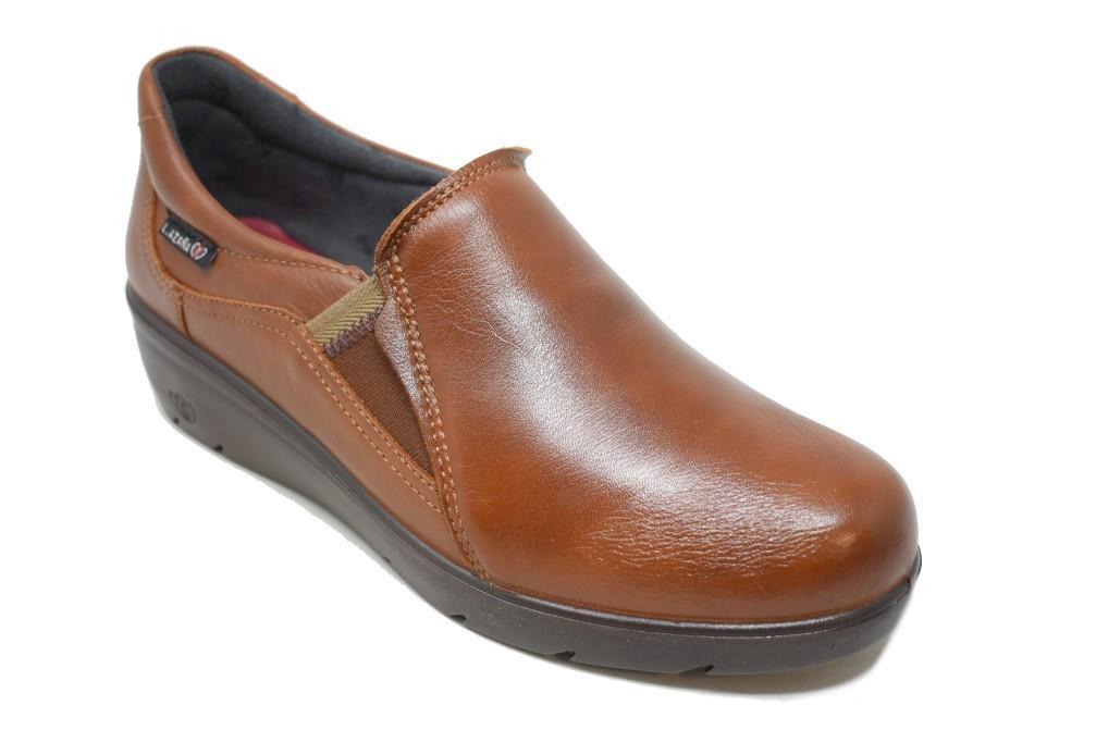 Mocasines con cuña Laura Azaña LA26801 en cuero para mujer