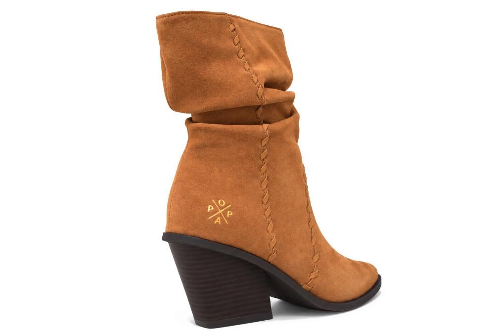 Botín cowboy de piel Popa Allende BS40302 beige trenzado