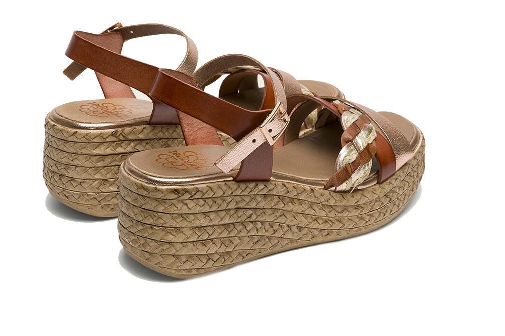 Sandalias con cuña Porronet Diana 3165 en cuero para mujer