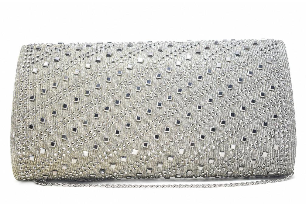 Bolso de Fiesta de mano Menbur AMB15 Gris de Pedrería con cadena