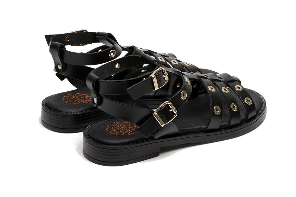 Sandalias planas Romanas Porronet Mia 3125 en negro