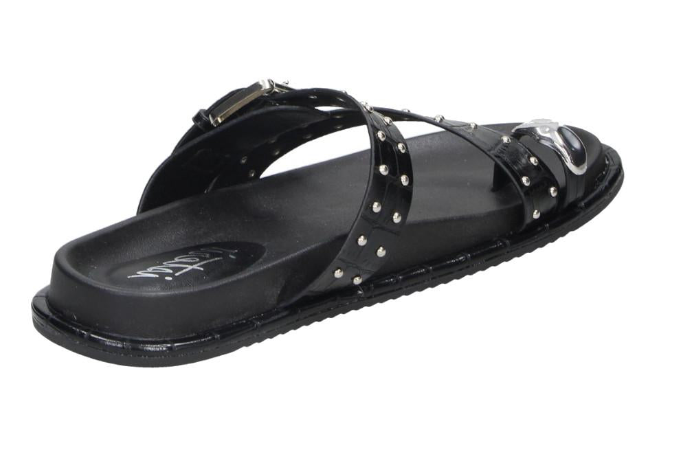 Sandalias Planas Mujer Isteria 1116 Negras con Tachas | Sandalias Veganas de Verano