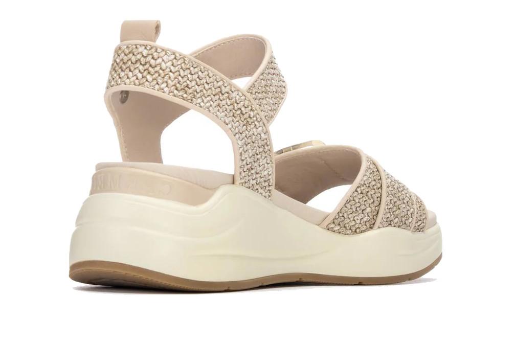 Sandalia deportiva Carmela 163268 Beige con Cuña para mujer | Sandalia Cómoda de Rafia con Suela Antideslizante