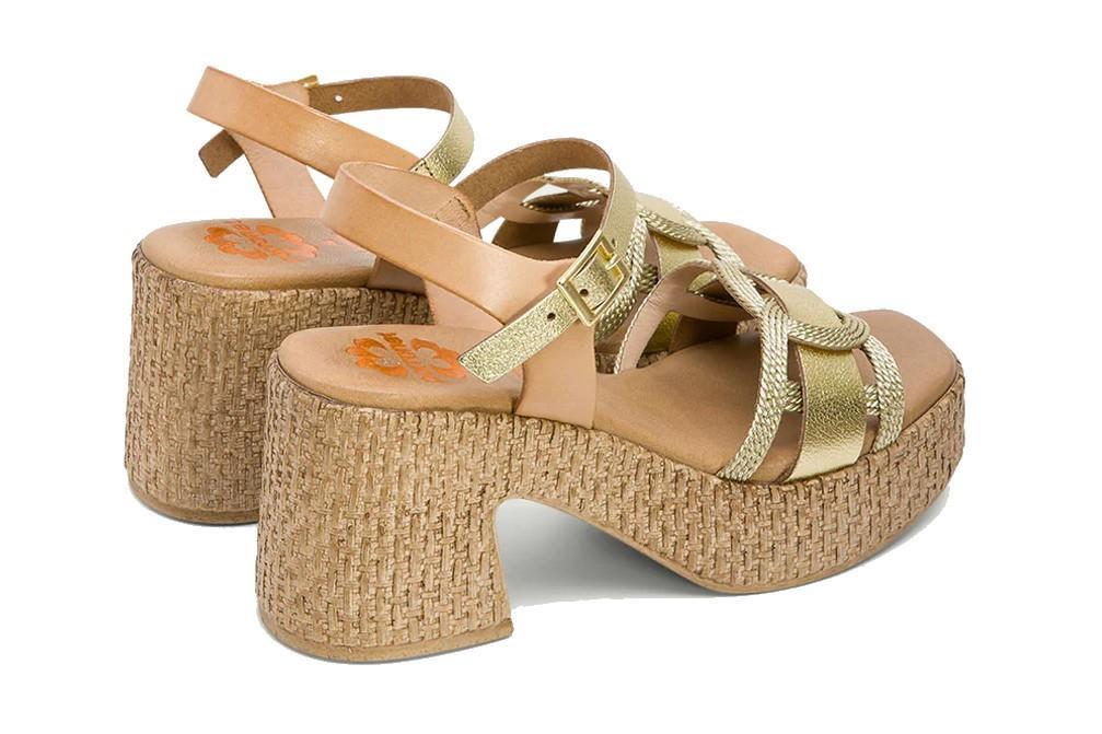 Sandalias con cuña Porronet Jana 3061 en oro
