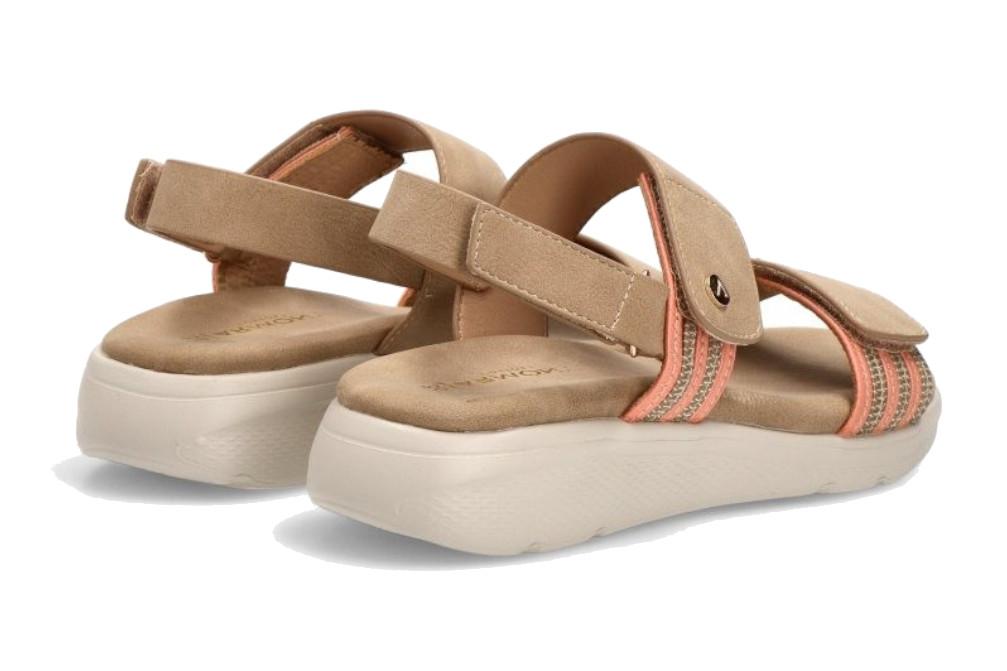 Sandalia deportiva Etika by ARMONY 40026 en beige para mujer| Sandalia Plana con Cierre Ajustable