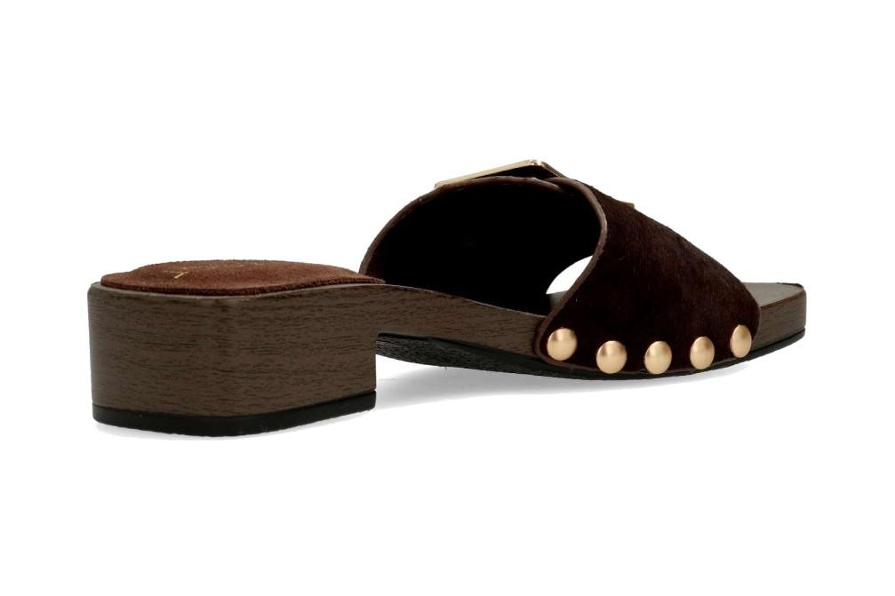 Sandalia de piel marrón TOP3 SF1642 para mujer | Mule de tacón medio cómoda y elegante