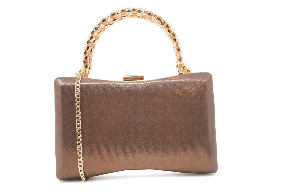 Clutch de fiesta Menbur BMB28 bronce con pedrería y cadena