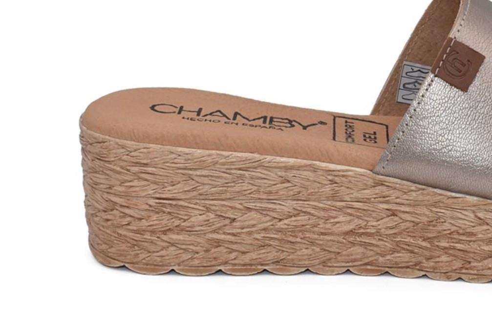 Zuecos con plataforma Chamby 322 en platino para mujer