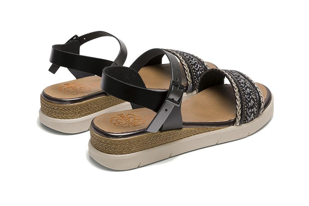 Sandalias planas Porronet Clara 3148 en negro para mujer
