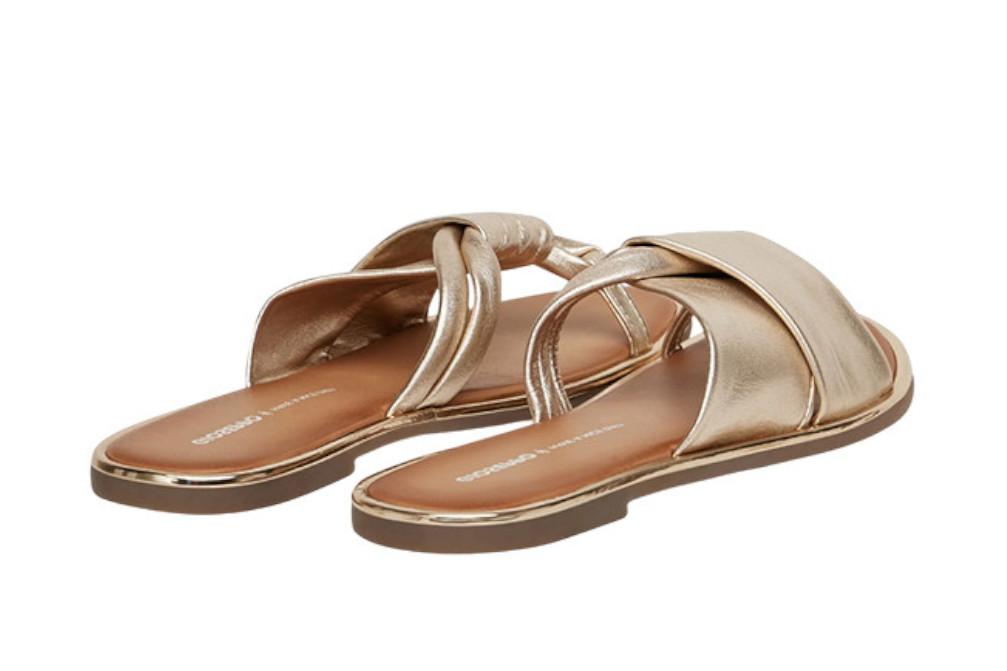 Sandalias Planas Gioseppo Whately 74308 Platino de Piel con Detalle Metalizado para Mujer