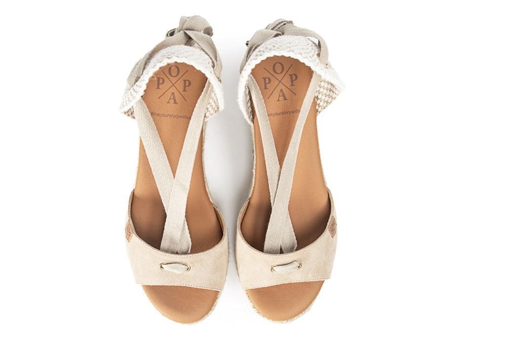 Sandalia Popa Valdés en serraje beige para mujer