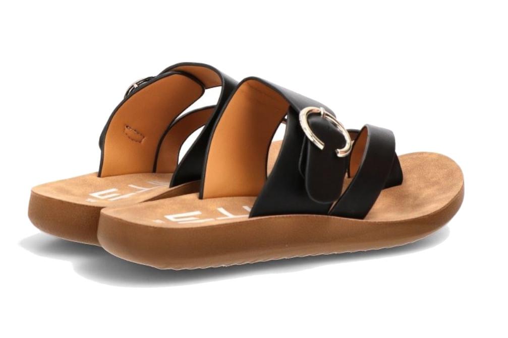 Sandalia plana ETIKA 10128 en negro para mujer | Sandalia con Hebilla
