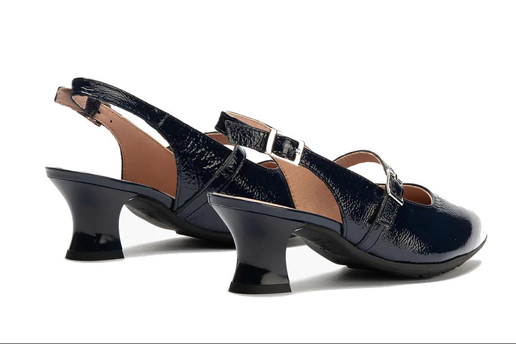 Zapato de tacón salón destalonado Pitillos 11184 en negro de charol – Zapatos de fiestas cómodos para mujer
