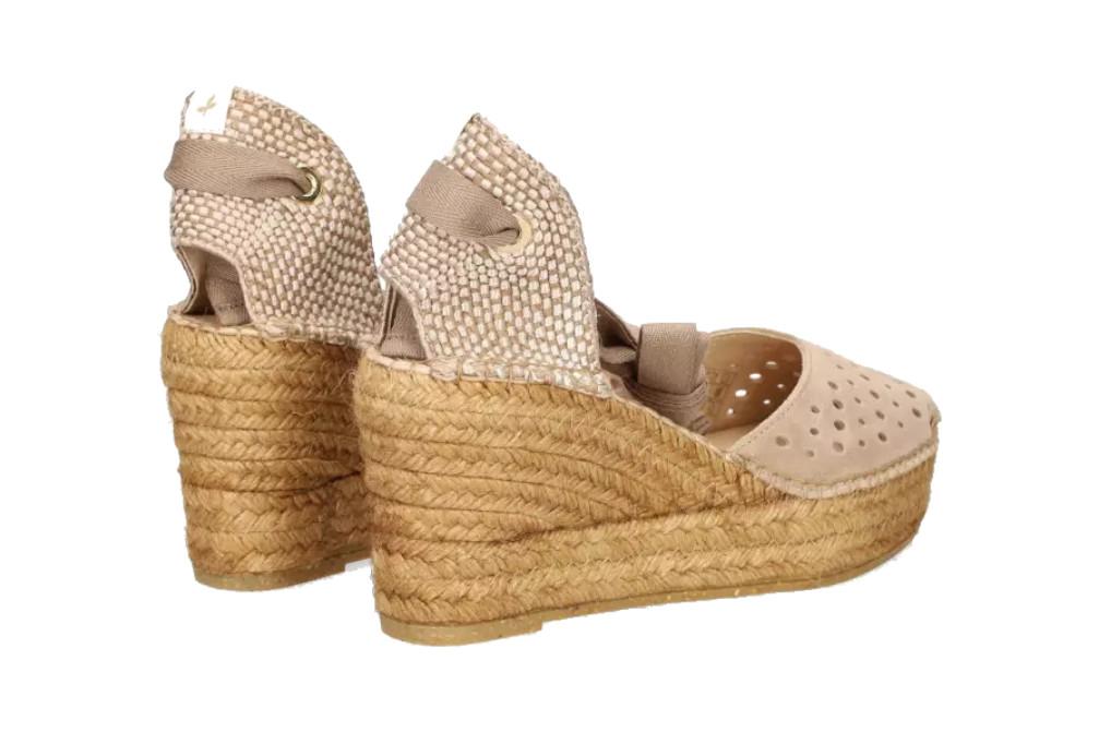 Alpargatas de cuña media Alhamas Romero 8 cm serraje beige
