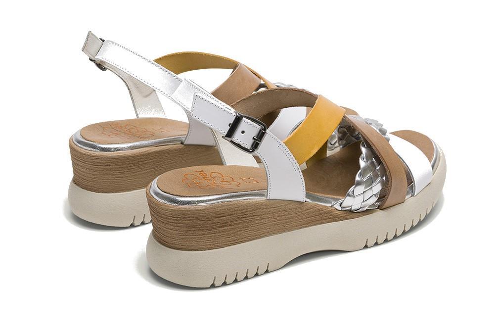 Sandalias con cuña Porronet Bárbara en blanco para mujer