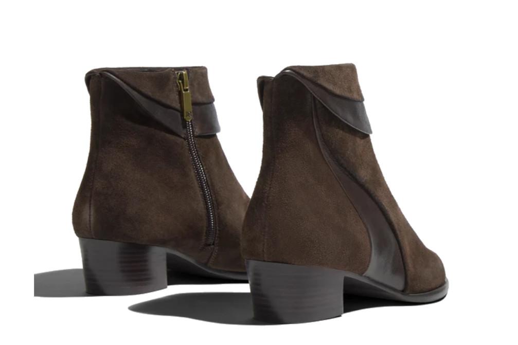 Botines de piel y ante marrón oscuro Regarde le Ciel Lori-03 para mujer