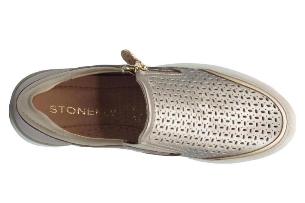 Zapatillas deportivas Stonefly  CREAM 50 LAMINATED en oro para mujer