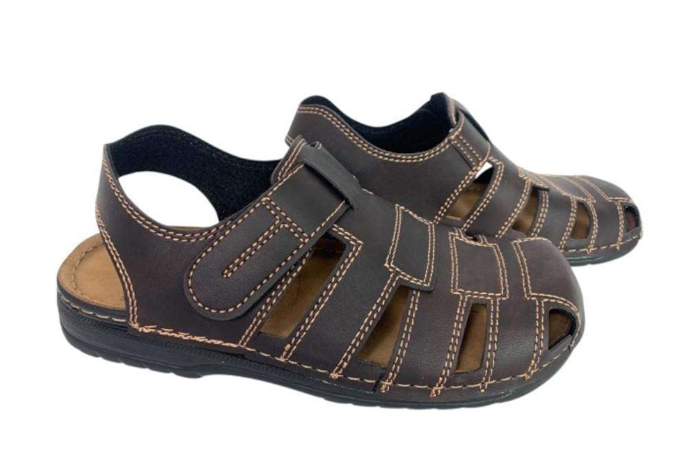 Sandalia cómoda Inblu 3522 Marrón Tipo Cangrejera con Cierre Ajustable para hombre