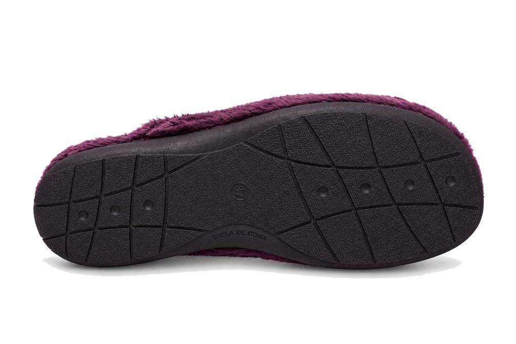Zapatillas de casa Cabrera 4552 Ratón ciruela con bordado para mujer