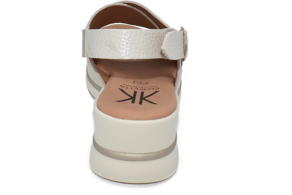 Sandalias con Cuña Cokketa 924 beige Mujer | Piel Cruzada, Plantilla Gel y Máximo Confort