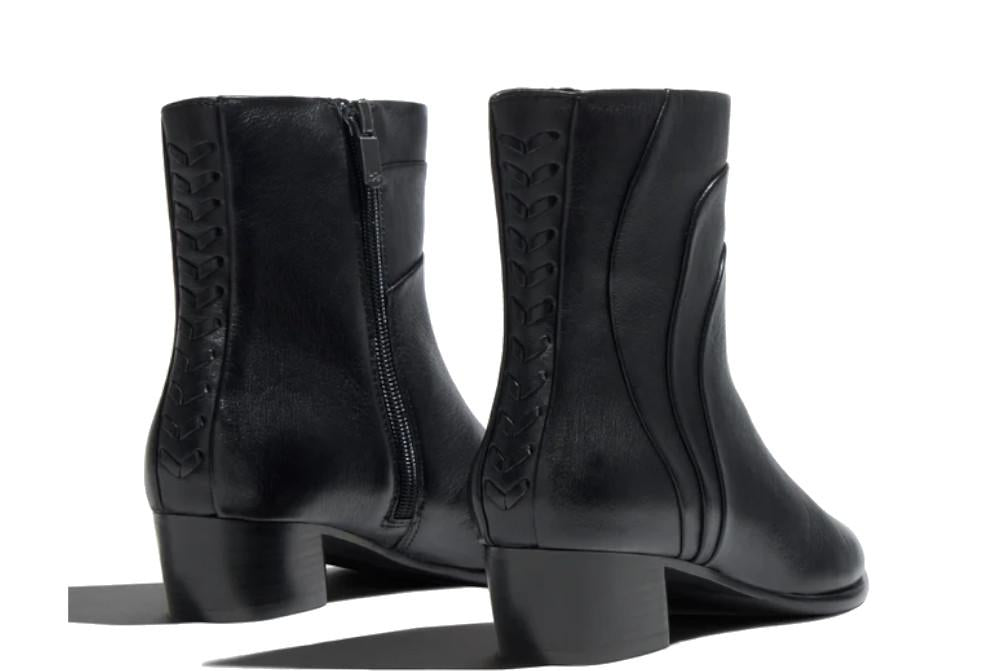 Botines de piel negros con tacón bajo Regarde le Ciel Lori-01 para mujer