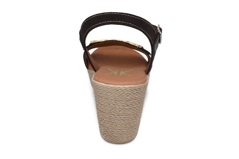 Sandalias con cuña Cokketa 510 Sandalias de Piel Marrón con detalles