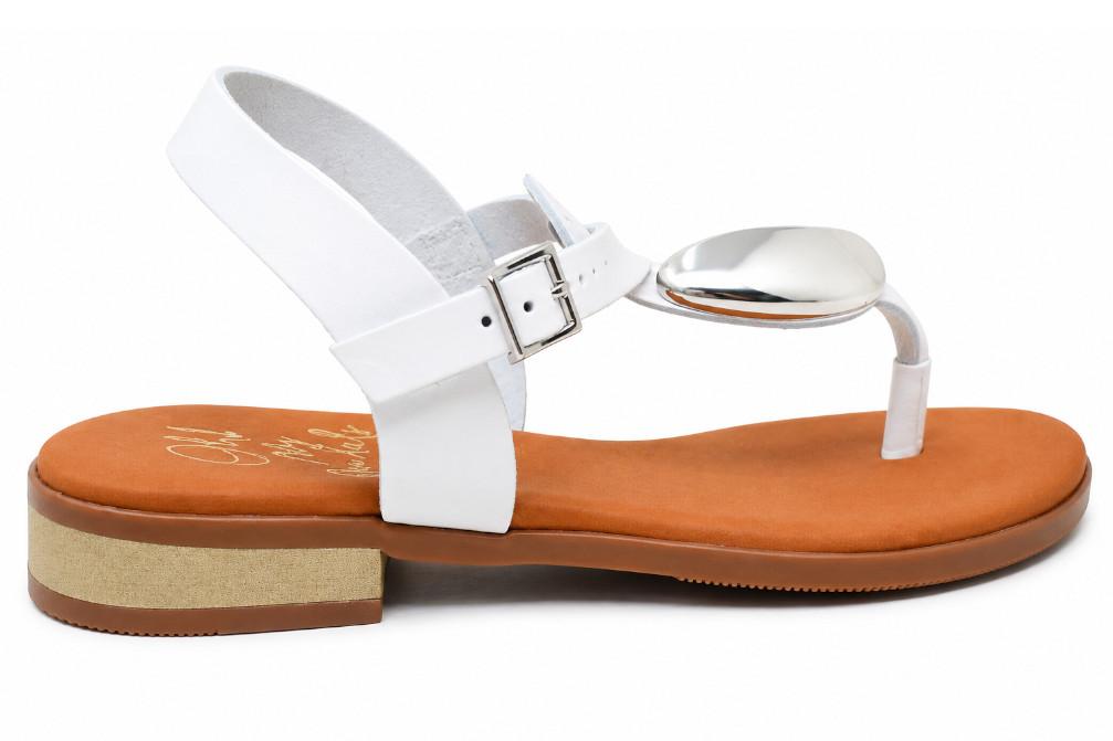Sandalias esclavas de Piel Oh! My Sandals 5864 blanco para mujer – Sandalias de dedo y Correa Ajustable
