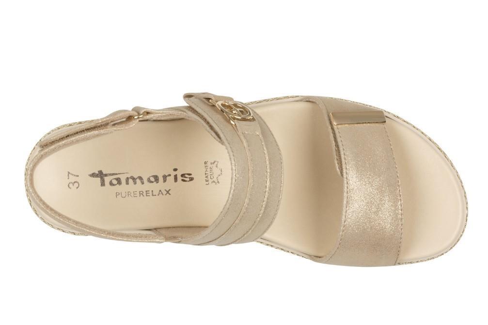 Sandalias con cuña Tamaris 1-28264-44-179 en oro para mujer
