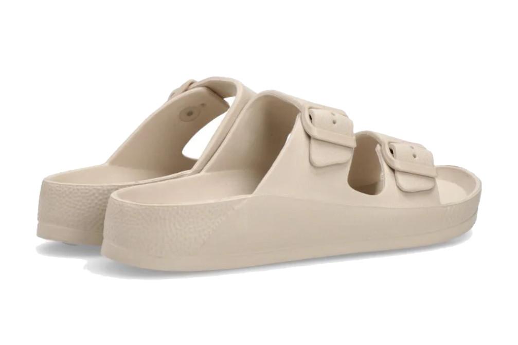 Sandalias planas Bio de Goma ETIKA NISIROS 10076 Beige para Mujer con Hebilla - Chanclas de piscina