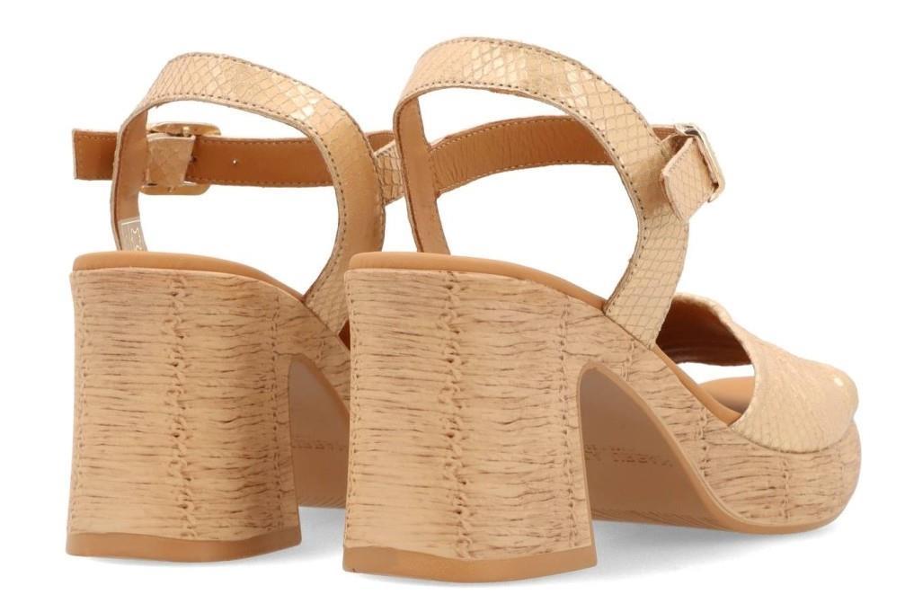 Sandalias con tacón Paula Urban 32-743 en platino para mujer