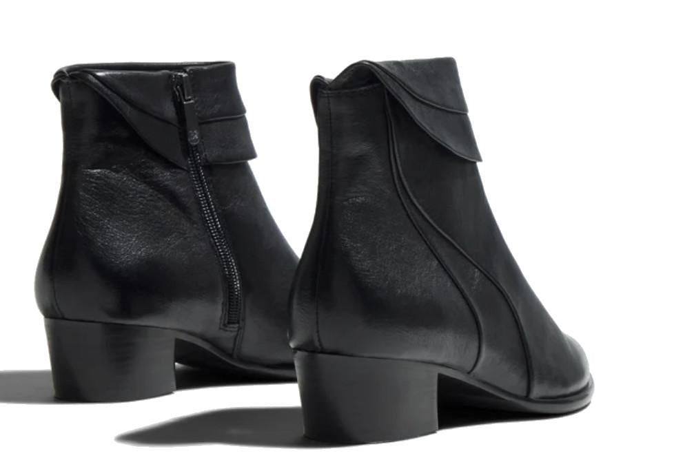 Botines de piel negros con tacón bajo Regarde le Ciel Lori-03 para mujer