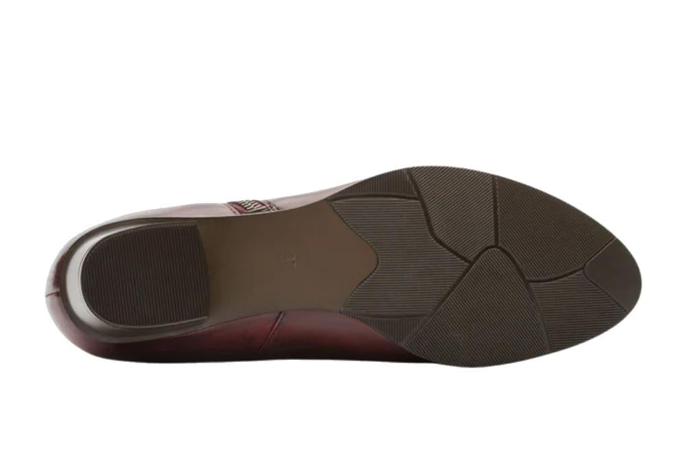 Botines de piel burdeos con tacón bajo Regarde le Ciel Stefany-03 para mujer