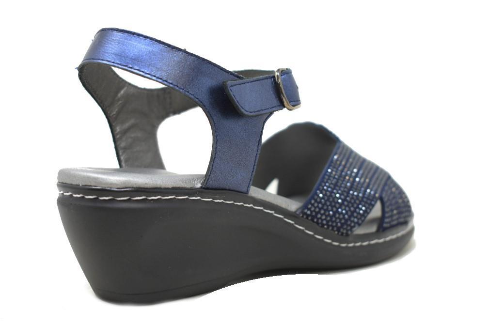 Sandalia de cuña Doctor Cutillas 32160 en azul marino para mujer
