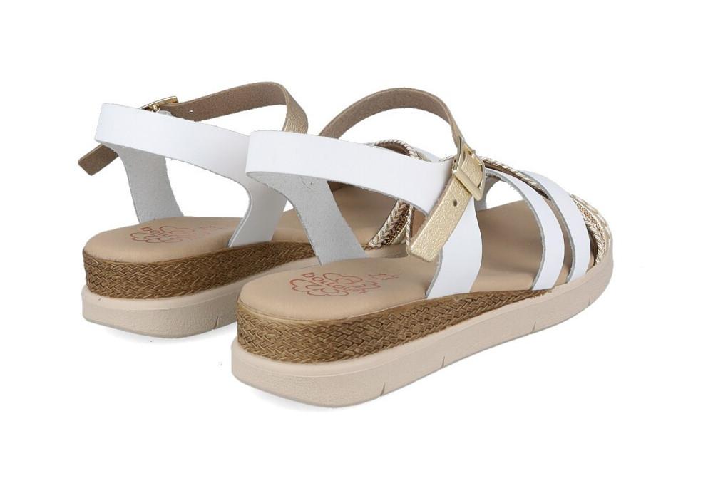Sandalias de Cuña Porronet Fabiana Mujer Piel Blanco Oro – Elegancia Metalizada y Máximo Confort