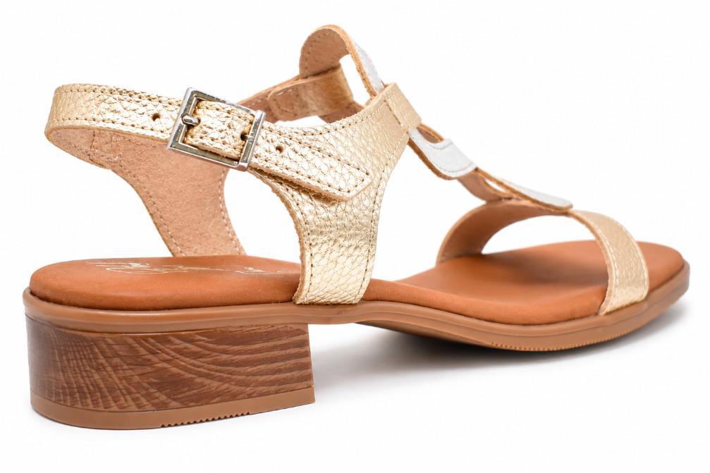 Sandalias de tacón bajo Oh! My Sandals Leila 5893 Cava para mujer – Piel Grabada, Tacón Cómodo y Diseño Elegante