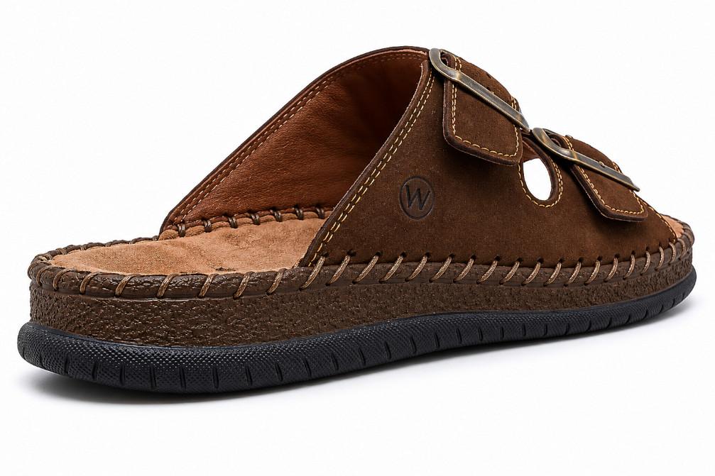 Sandalias hombre Walk & Fly Zadar 13190 marrón | Sandalias de piel cómodas con hebillas