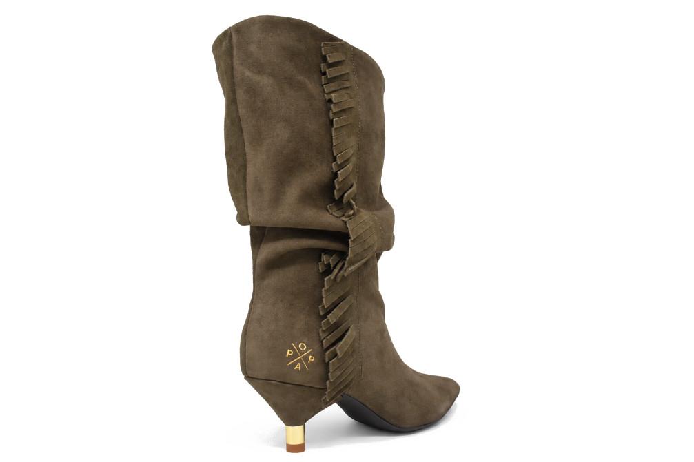 Botas de piel Popa Takayama BS41803 marrones con flecos