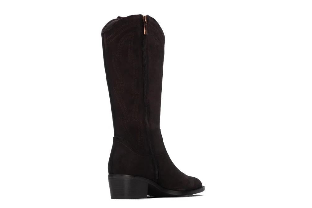 Bota cowboy de serraje para mujer Carmela 164381 marrón con tacón