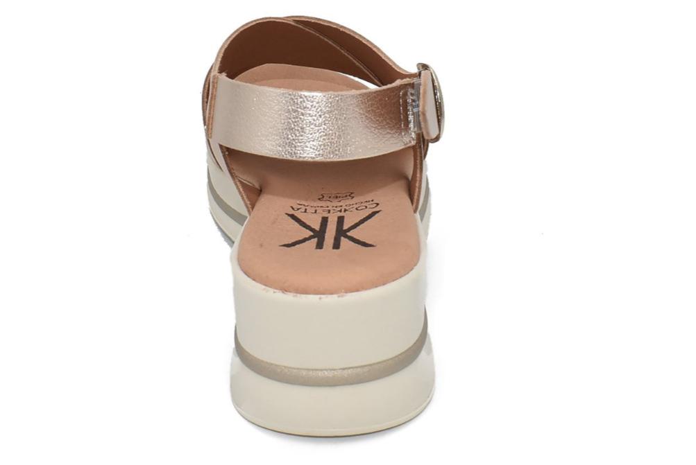 Sandalias con Cuña Cokketa 924 Platino Mujer | Piel Cruzada, Plantilla Gel y Máximo Confort