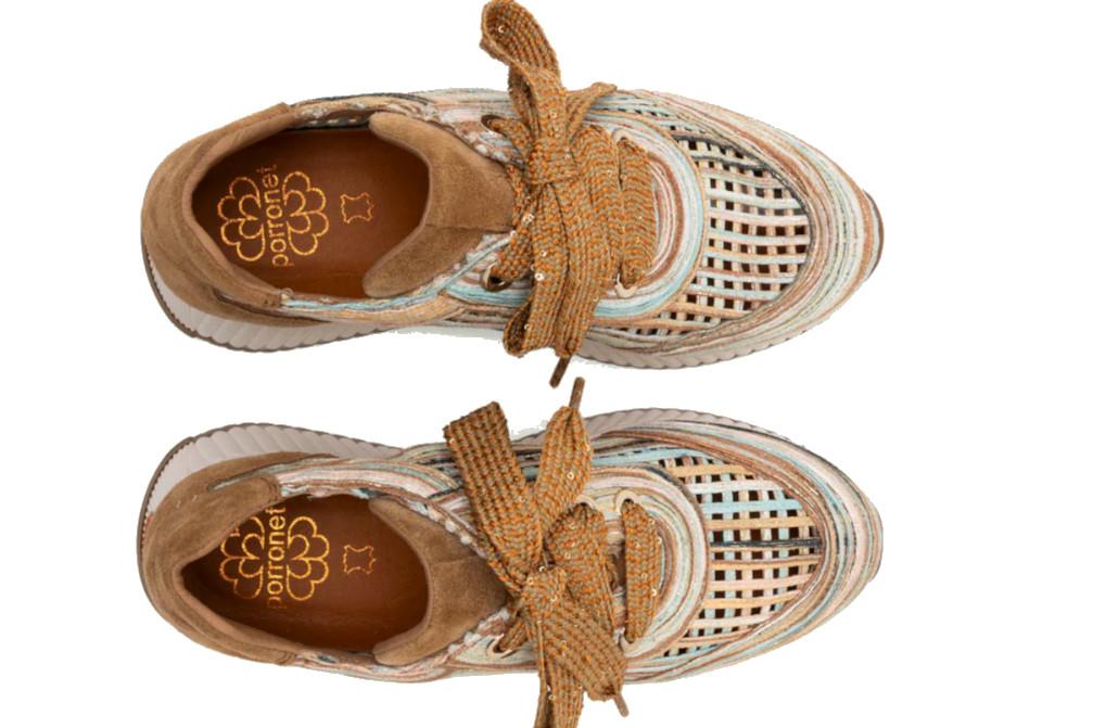 Zapatillas deportivas caladas Porronet Ines DEP500 en color cuero
