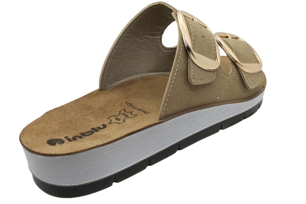 Sandalia estilo bio tipo chancla Inblu CP000061 marrón para mujer con planta de piel